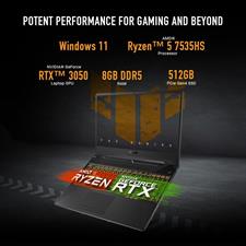 ASUS TUF FA506NC Gaming A15 Gaming Laptop, AMD Ryzen™ 5 7535HS, 8GB DDR5, 512GB PCIe® Gen4 NVMe™ SSD,  15.6” FHD 144Hz Display, NVIDIA® GeForce RTX™ 3050, Wi-Fi 6, DOS, Black