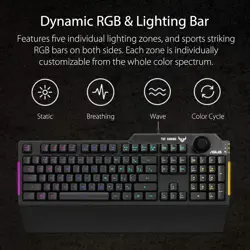 ASUS TUF Gaming K1 RGB Gaming Keyboard - Spill-Resistant, Dedicated Volume Knob, Side Light Bar & Armoury Crate
