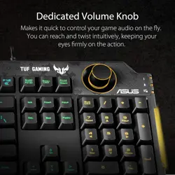 ASUS TUF Gaming K1 RGB Gaming Keyboard - Spill-Resistant, Dedicated Volume Knob, Side Light Bar & Armoury Crate