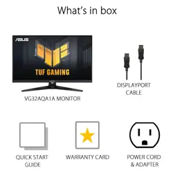 ASUS TUF Gaming Monitor VG32AQA1A 32 inch, 1440P HDR Monitor - QHD (2560 x 1440), 170Hz, 1ms, Extreme Low Motion Blur, FreeSync Premium, DisplayPort, HDMI, HDR-10, Shadow Boost, VESA Wall Mountable,BLACK