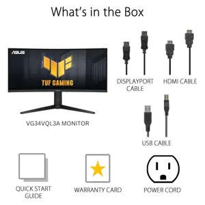 ASUS TUF Gaming VG34VQL3A 34-inch WQHD 180Hz 1ms Curved Monitor DisplayHDR 400