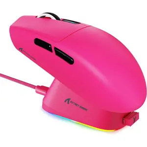 ATTACK SHARK G3 PRO Tri-Mode Wireless Gaming Mouse with RGB Charging Dock – PAW3311, 25,000 DPI (Red & Black)