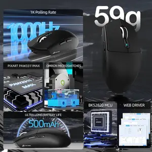 ATTACK SHARK G3 PRO Tri-Mode Wireless Gaming Mouse with RGB Charging Dock – PAW3311, 25,000 DPI (Red & Black)