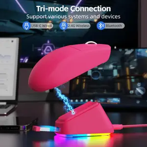 ATTACK SHARK G3 PRO Tri-Mode Wireless Gaming Mouse with RGB Charging Dock – PAW3311, 25,000 DPI (Red & Black)