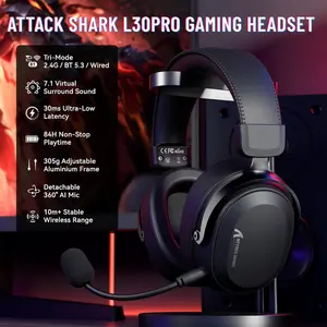 ATTACK SHARK L30 PRO Tri-Mode Wireless Gaming Headset – 7.1 Surround Sound, 50mm Drivers, AI Noise-Canceling Mic