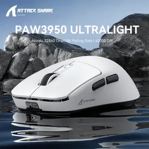 ATTACK SHARK R6 Three-Mode Wireless Gaming Mouse – PAW3950 MAX, 42,000 DPI, 8K Polling, Ultra-Light 39g