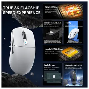 ATTACK SHARK R6 Three-Mode Wireless Gaming Mouse – PAW3950 MAX, 42,000 DPI, 8K Polling, Ultra-Light 39g