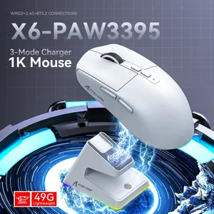 ATTACK SHARK X6 Superlight Wireless Gaming Mouse – PAW3395, 26,000 DPI, Tri-Mode, Magnetic Charging Dock (Black & White)