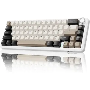 ATTACK SHARK X66 Wireless Mechanical Gaming Keyboard – 66 Keys, Tri-Mode, Hot-Swappable, RGB, Gasket Mount (Black & Cheese White)