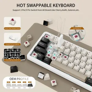 ATTACK SHARK X66 Wireless Mechanical Gaming Keyboard – 66 Keys, Tri-Mode, Hot-Swappable, RGB, Gasket Mount (Black & Cheese White)