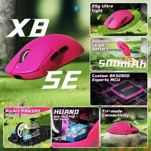 ATTACK SHARK X8 SE Tri-Mode Wireless Gaming Mouse – PAW3311 Sensor, 25,000 DPI, Superlight 55g (Black, Red & White)