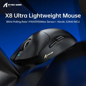 ATTACK SHARK X8 Ultra Wireless Gaming Mouse – PAW3950 MAX, 42,000 DPI, Tri-Mode, 8K Polling, 55g (Black)