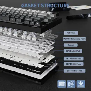 ATTACK SHARK X820 Ultra Wireless Mechanical Gaming Keyboard – Tri-Mode, 75% Layout, TFT Smart Display, Hot-Swappable, RGB (Moon Light, Star Black & White Contour Line)