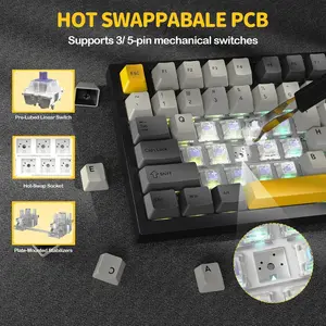 ATTACK SHARK X820 Ultra Wireless Mechanical Gaming Keyboard – Tri-Mode, 75% Layout, TFT Smart Display, Hot-Swappable, RGB (Moon Light, Star Black & White Contour Line)
