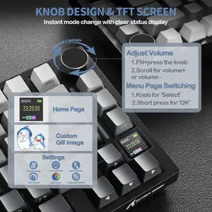 ATTACK SHARK X820 Ultra Wireless Mechanical Gaming Keyboard – Tri-Mode, 75% Layout, TFT Smart Display, Hot-Swappable, RGB (Moon Light, Star Black & White Contour Line)