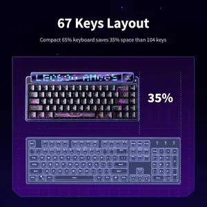 AULA AMG65 Mechanical Gaming Keyboard – 65% Compact Layout, Dual Screen Display, RGB, Hot Swappable
