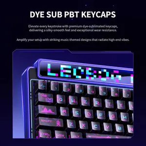 AULA AMG65 Mechanical Gaming Keyboard – 65% Compact Layout, Dual Screen Display, RGB, Hot Swappable