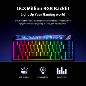 AULA AMG65 Mechanical Gaming Keyboard – 65% Compact Layout, Dual Screen Display, RGB, Hot Swappable