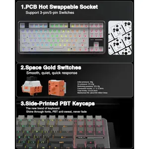 AULA F87 Pro Wireless Mechanical Keyboard – TKL Hot Swappable RGB, Triple Mode BT/2.4G/USB-C
