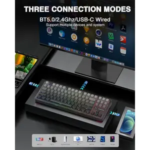 AULA F87 Pro Wireless Mechanical Keyboard – TKL Hot Swappable RGB, Triple Mode BT/2.4G/USB-C