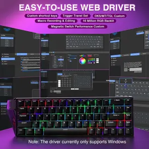 AULA WIN68 HE 60% Mechanical Gaming Keyboard – Hall Effect Magnetic Switches, RGB, Compact Wired Design