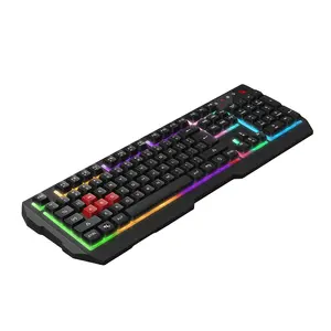 BLOODY B135N Neon Illuminated Gaming Keyboard – Wired USB Full-Size Keyboard (Black)