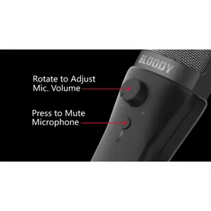 Bloody GM20 USB Gaming Microphone – Cardioid Condenser, Built-in Pop Filter, Volume Control, Plug & Play