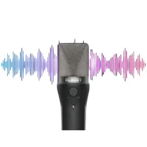 Bloody GM20 USB Gaming Microphone – Cardioid Condenser, Built-in Pop Filter, Volume Control, Plug & Play