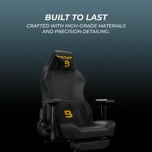 Boost Apex Ergonomic Chair – Premium PU Leather, 4D Adjustable Armrests, Built-in Footrest, 90°–180° Recline