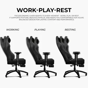 Boost Apex Ergonomic Chair – Premium PU Leather, 4D Adjustable Armrests, Built-in Footrest, 90°–180° Recline