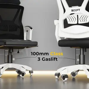 Boost Comfort Ergonomic Chair – Adjustable Lumbar Support, Retractable Footrest, Breathable Mesh Back, Reclining Backrest