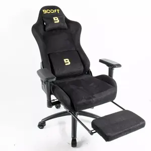 Boost Dominion Ergonomic Chair – Suede Fabric, 4D Adjustable Armrests, Built-in Footrest, 90°–180° Recline