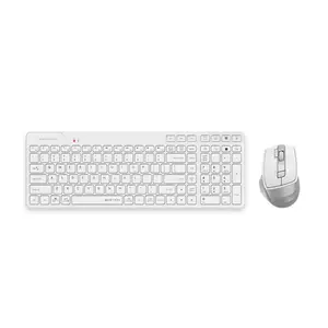 A4Tech Fstyler FB2800C Air2 Wireless Keyboard & Mouse Combo – Bluetooth + 2.4GHz, QuietKey, Air Mouse – Black / White