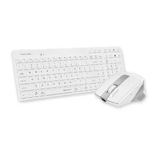 A4Tech Fstyler FB2800C Air2 Wireless Keyboard & Mouse Combo – Bluetooth + 2.4GHz, QuietKey, Air Mouse – Black / White