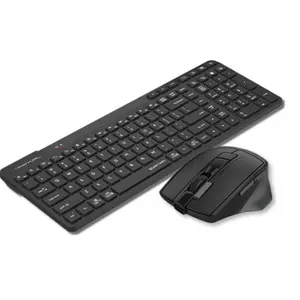 A4Tech Fstyler FB2800C Air2 Wireless Keyboard & Mouse Combo – Bluetooth + 2.4GHz, QuietKey, Air Mouse – Black / White