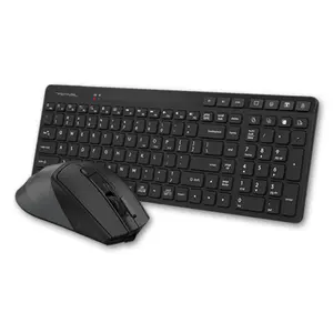 A4Tech Fstyler FB2800C Air2 Wireless Keyboard & Mouse Combo – Bluetooth + 2.4GHz, QuietKey, Air Mouse – Black / White