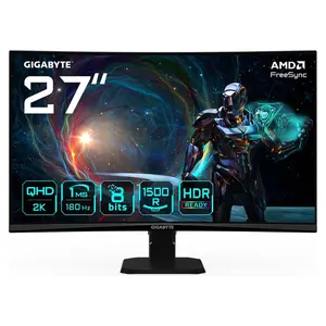 GIGABYTE GS27QCA 27 inch Curved Gaming Monitor – QHD 2K, 180Hz, 1ms MPRT, 1500R VA Panel, Adaptive-Sync, HDR Ready