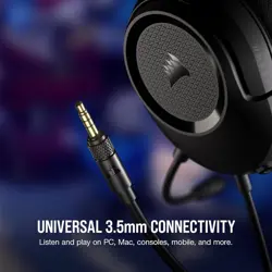 Corsair HS35 v2 Multiplatform Wired Gaming Headset – Flexible Omni-Directional Microphone – Universal 3.5mm Connection – PC, Mac, PS5, PS4, Xbox, Nintendo Switch, Mobile – Carbon
