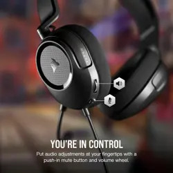Corsair HS35 v2 Multiplatform Wired Gaming Headset – Flexible Omni-Directional Microphone – Universal 3.5mm Connection – PC, Mac, PS5, PS4, Xbox, Nintendo Switch, Mobile – Carbon