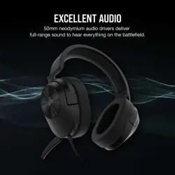 Corsair HS55 Stereo Gaming Headset (Leatherette Memory Foam Ear Pads, Lightweight, Omni-Directional Microphone, PC, Mac, PS5/PS4, Xbox Series X | S, Nintendo Switch, Mobile Compatibility) White