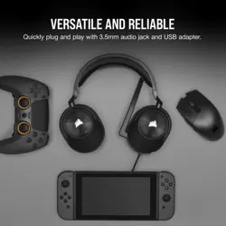 Corsair HS55 Stereo Gaming Headset (Leatherette Memory Foam Ear Pads, Lightweight, Omni-Directional Microphone, PC, Mac, PS5/PS4, Xbox Series X | S, Nintendo Switch, Mobile Compatibility) White