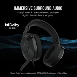 CORSAIR HS55 SURROUND Lightweight Multiplatform Wired Gaming Headset – Dolby 7.1 Surround Sound – iCUE Compatible – PC, Mac, PS5, PS4, Xbox, Nintendo Switch, Mobile – Carbon