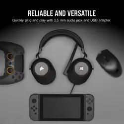 CORSAIR HS55 SURROUND Lightweight Multiplatform Wired Gaming Headset – Dolby 7.1 Surround Sound – iCUE Compatible – PC, Mac, PS5, PS4, Xbox, Nintendo Switch, Mobile – Carbon