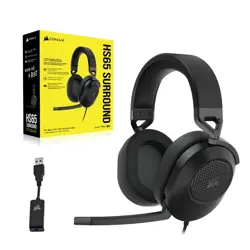 CORSAIR HS55 SURROUND Lightweight Multiplatform Wired Gaming Headset – Dolby 7.1 Surround Sound – iCUE Compatible – PC, Mac, PS5, PS4, Xbox, Nintendo Switch, Mobile – Carbon