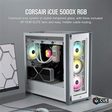 Corsair iCUE 5000X RGB Tempered Glass Mid-Tower ATX PC Smart Case — White