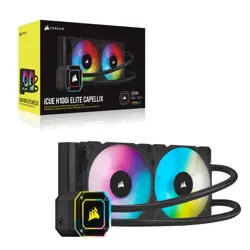 Corsair iCUE H100i ELITE CAPELLIX Liquid CPU Cooler (Black) | 240mm AIO, ML120 RGB Fans, Commander CORE Included