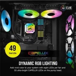 Corsair iCUE H100i ELITE CAPELLIX Liquid CPU Cooler (Black) | 240mm AIO, ML120 RGB Fans, Commander CORE Included
