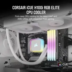 Corsair iCUE H100i RGB Elite WHITE 240mm Liquid CPU Cooler | AF ELITE Fans, iCUE Software Control, All-White AIO