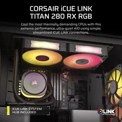 Corsair iCUE LINK TITAN 280 RX RGB Liquid CPU Cooler (Black) | 280mm AIO, Elite Performance, iCUE LINK Hub Included