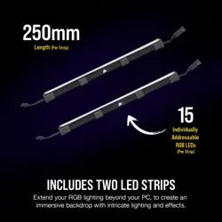 Corsair Icue LS100 Smart Lighting Strip Expansion Kit 250Mm